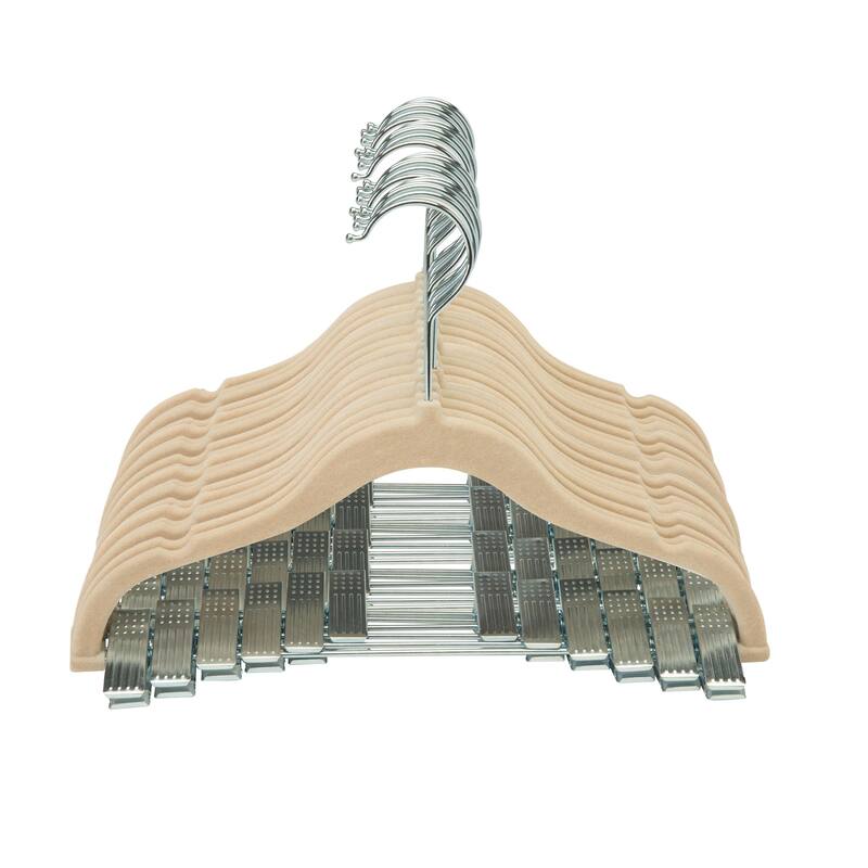 Simplify 24 Pack Children's Velvet Hangers - Tan
