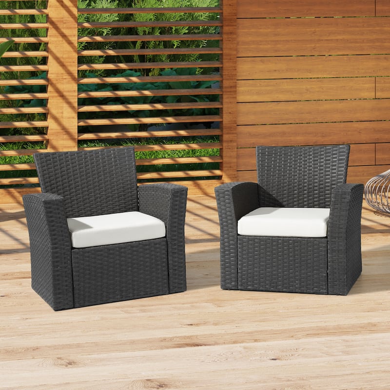 Fading Free All Weather Outdoor Patio Seat Cushions (Set of 2) - Without Welt - White