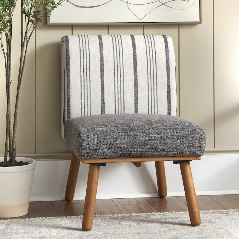Lifestorey Gather Upholstered Dining Chair - Black Stripe/Grey Solid Fabric