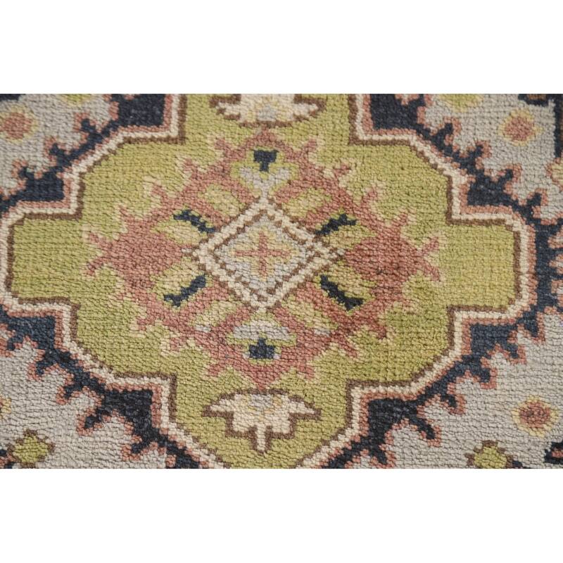 Geometric Beige Kazak Indian Runner Rug Handmade Wool Carpet - 2'5"x 7'8"