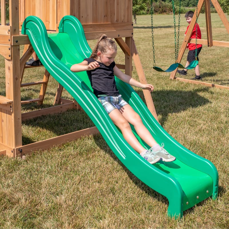 Backyard Discovery Montpelier Cedar Wood Swing Set, Slide, Clubhouse
