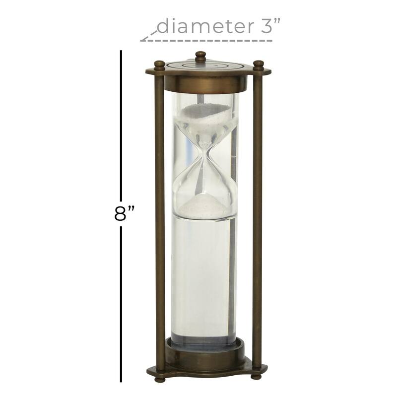 Brown or Silver Aluminum Metal Hourglass Timer with Water Tube
