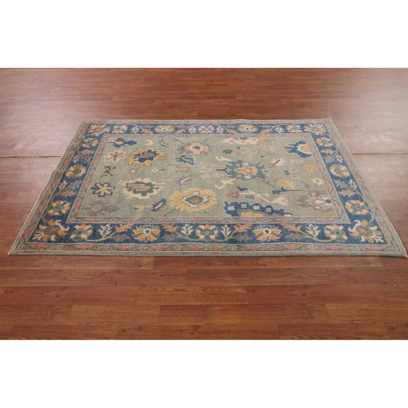 Sage Green Kazak Accent Rug Hand-Knotted Wool Carpet - 3'11" x 5'10"