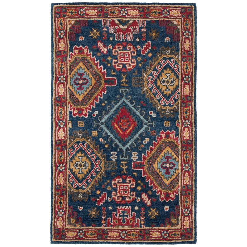 SAFAVIEH Handmade Heritage Charleston Traditional Oriental Wool Rug - 3' x 5' - Navy/Red