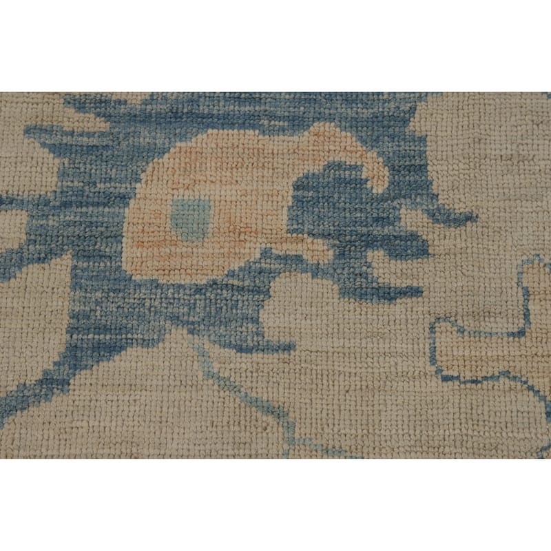 Beige Oushak Turkish Rug Hand-Knotted Transitional Wool Carpet - 9'2"x 11'3"