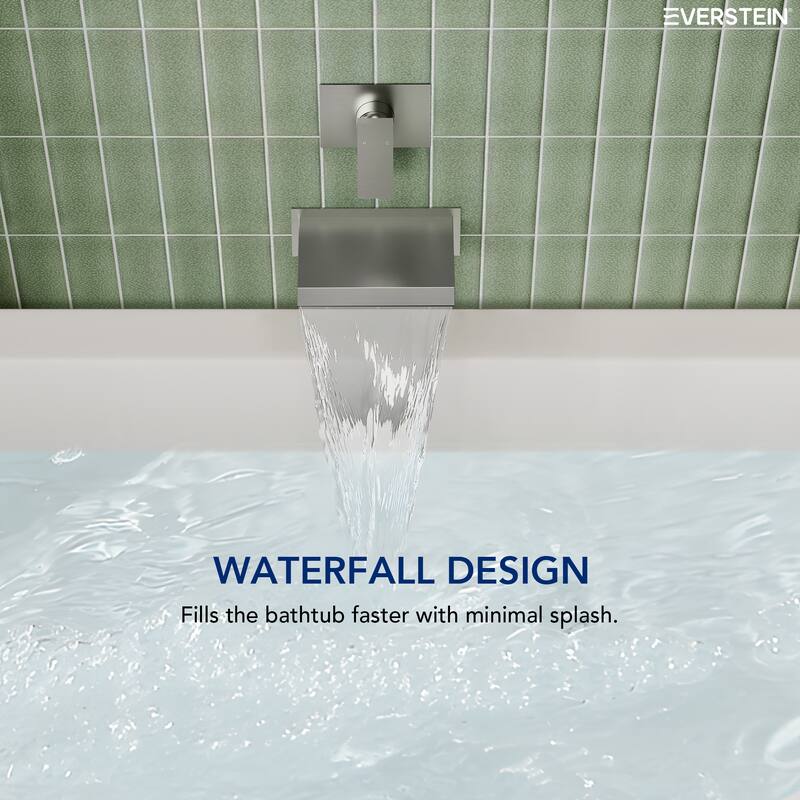 Single Handle Stainless Steel Wall Mount Waterfall Bathtub Faucet