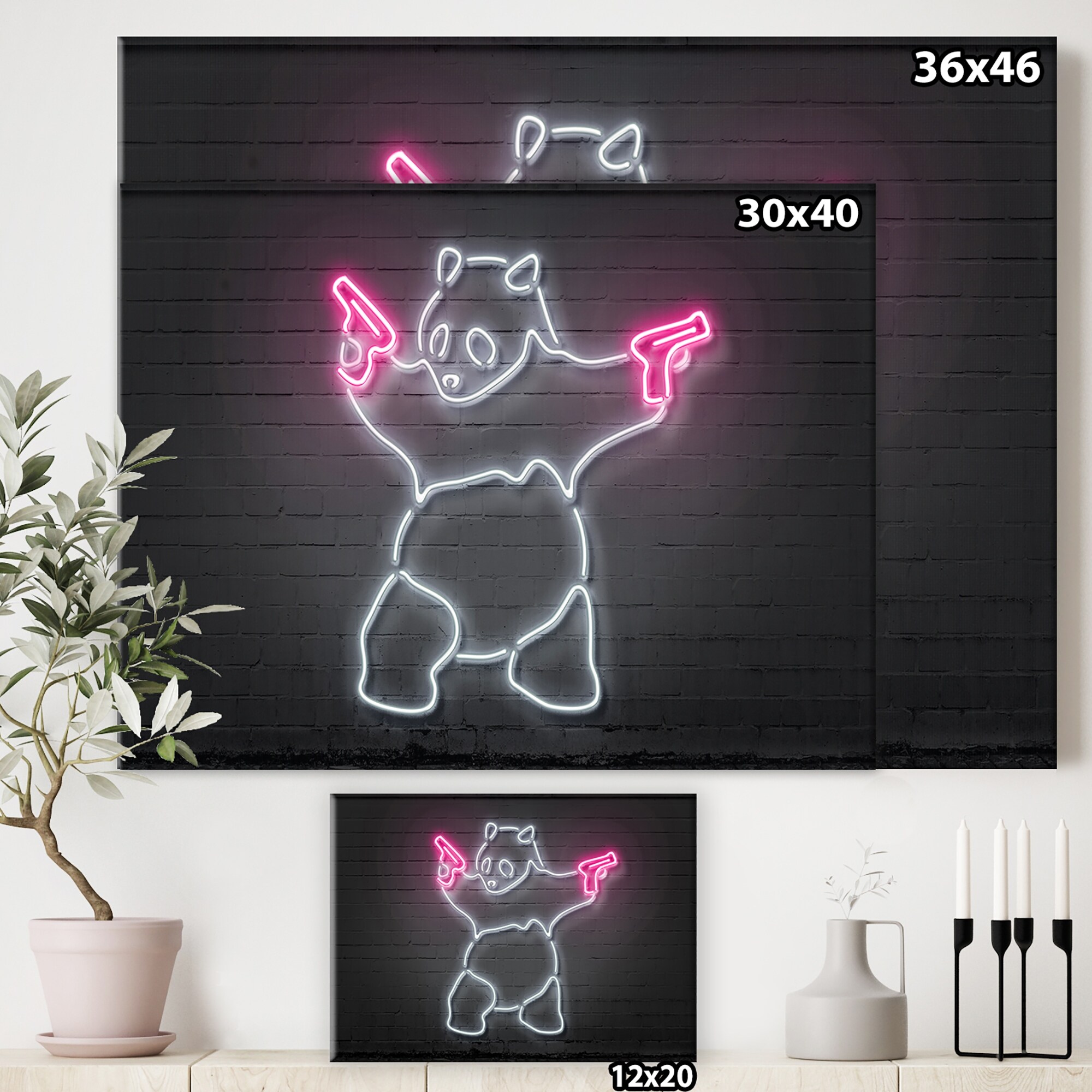 Shop Designart Bad Panda Modern Contemporary Canvas Wall Art Overstock 27778836