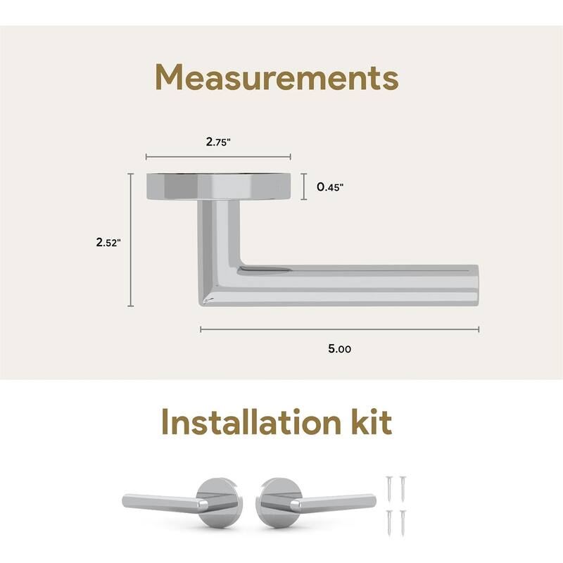 Mega Handles RONN Dummy Flat Door Lever, Non-Turning Reversible Door Handle for Closet, French, Pantry Doors, Easy Installation