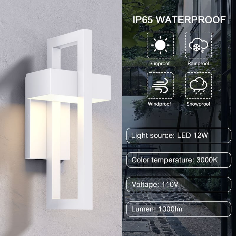 Integrated LED Black/White Aluminum Outdoor 1-Light Wall Sconce