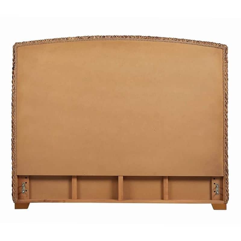 Hand Woven Banana Leaf Upholstered Wooden California King Size Bed, Brown