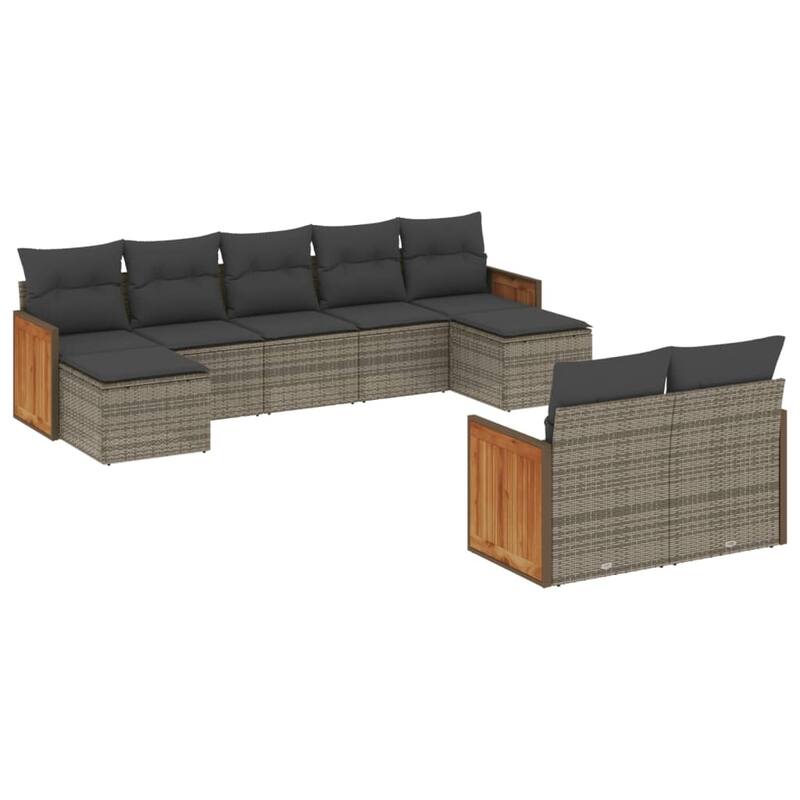 vidaXL Patio Sofa Set with Cushions Outdoor Conversation Furniture Poly Rattan
