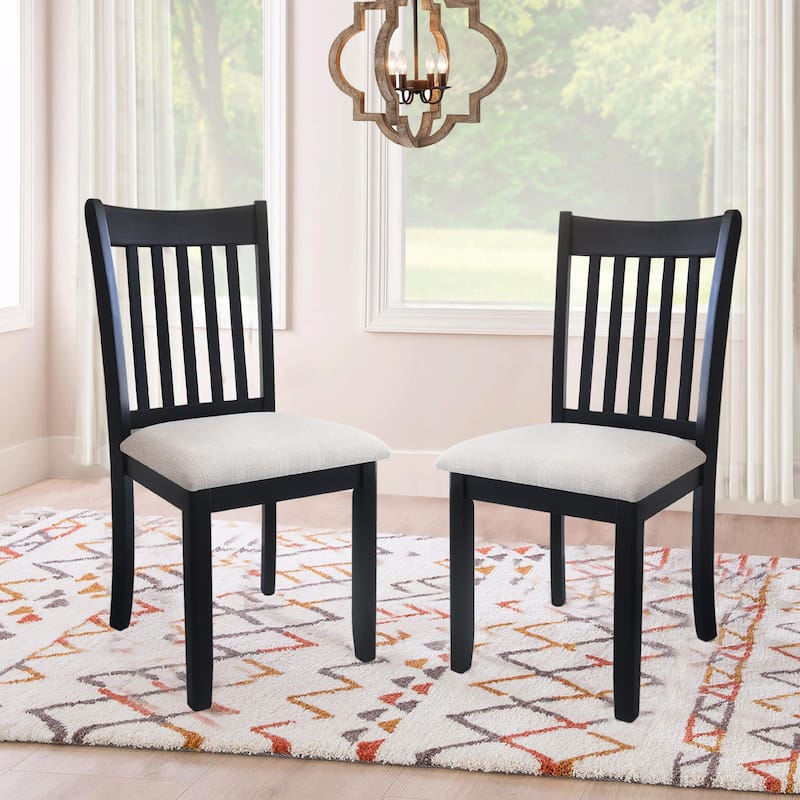 Set of 2 White Finish Dining Room Chairs with Cushioned Seats