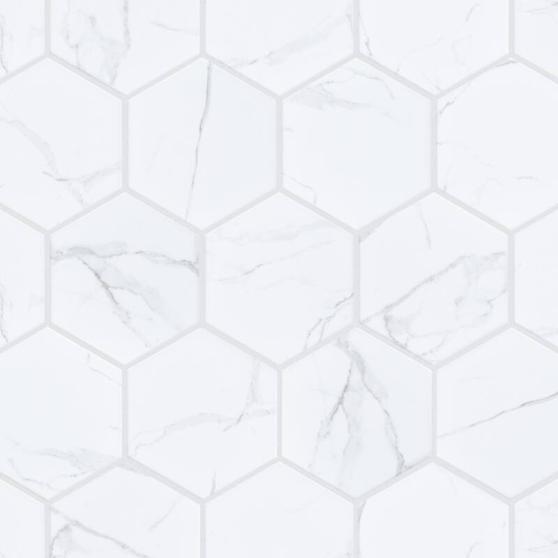 Merola Tile Carrione Super Hex Matte Carrara 10" x 11-1/2" Porcelain Mosaic Floor and Wall Tile