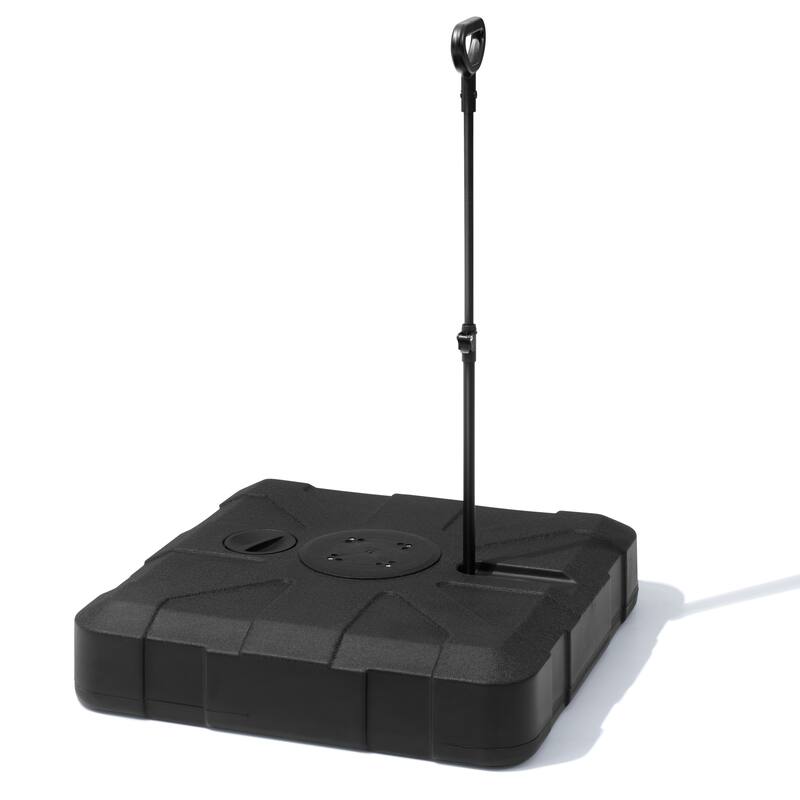 Heavy Duty Water Sand Fillable Patio Cantilever Offset Umbrella Base Stand with Wheels and Drag Rod