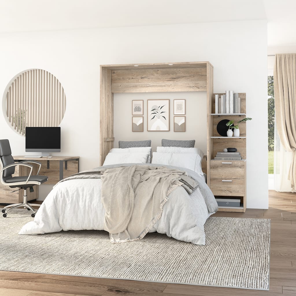 Cielo Queen Murphy Bed with Floating Shelves by Bestar