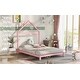 preview thumbnail 41 of 39, Full Size Wood Platform Bed with House-shaped Headboard for Kids, Boys and Girls