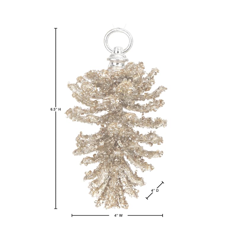 7" Iced Pinecone Ornament Set of 3