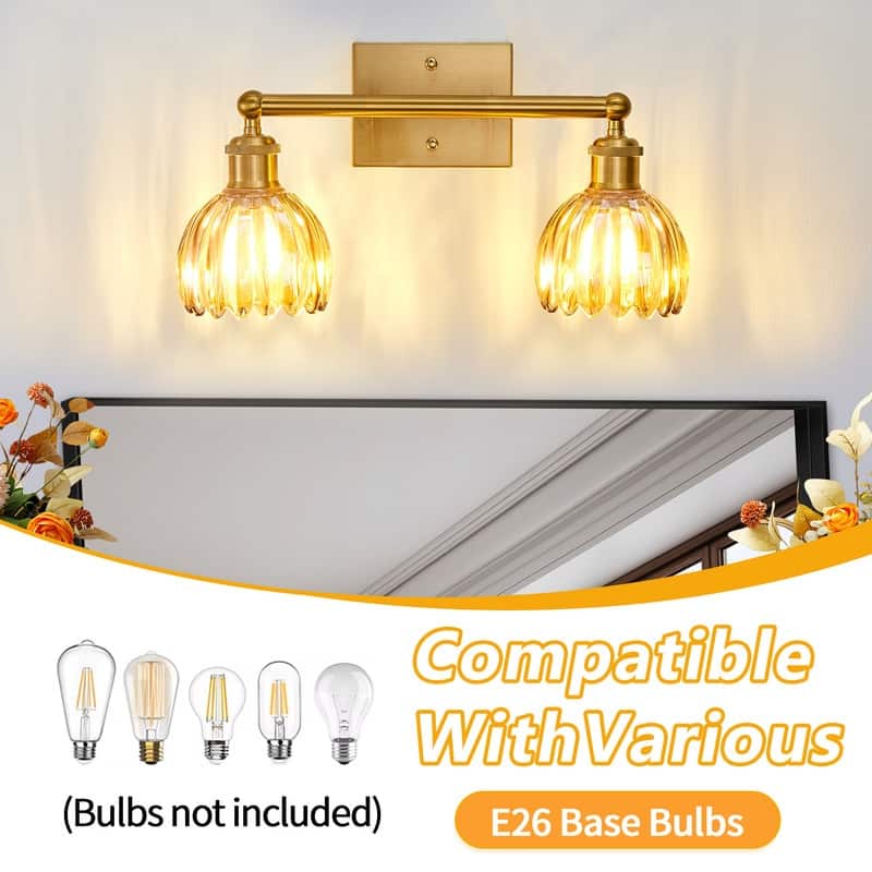 Modern Vintage Bathroom Vanity Light - Patterned Glass Shade E26 Bulb Base