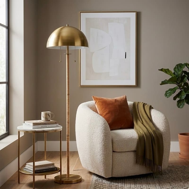 Elegant Duo Two-Light Floor Lamp - Brass