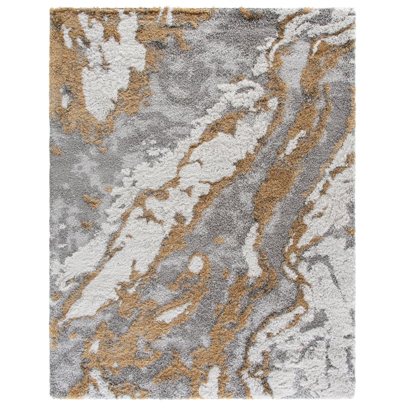 SAFAVIEH Horizon Shag Remona 2.6-inch Thick Rug - 9' x 12' - Grey/Gold