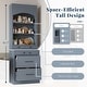 preview thumbnail 3 of 16, 83.7" Modern Tall Pantry Cabinet Set of 2 with Faux Marble Tops & Drawers