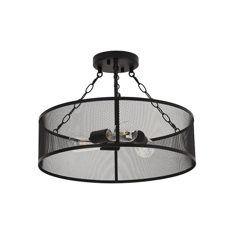 3-Light Semi Flush Mount Light - Matte Black - Matte Black