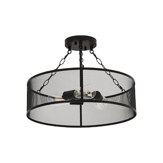 3-Light Semi Flush Mount Light - Matte Black