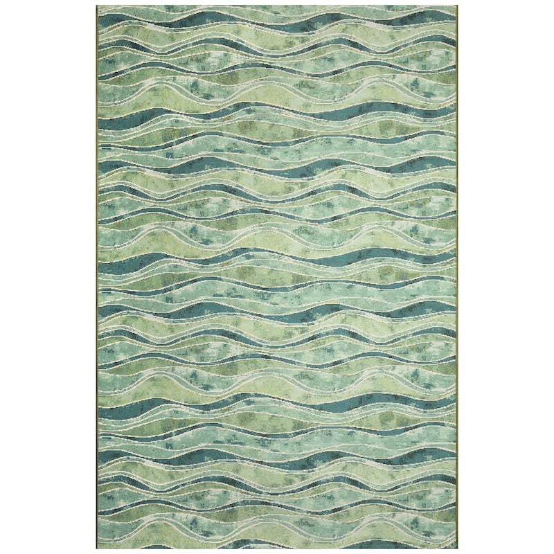 Liora Manne Marina Wave Indoor/Outdoor Area Rug - 8'10" x 11'9" - Green