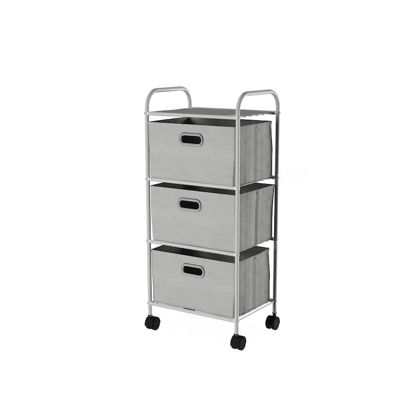 4-Drawer Fabric Dresser - Slim Clothes Storage Organizer with Wheels and Metal Frame by Lavish Home (Gray)