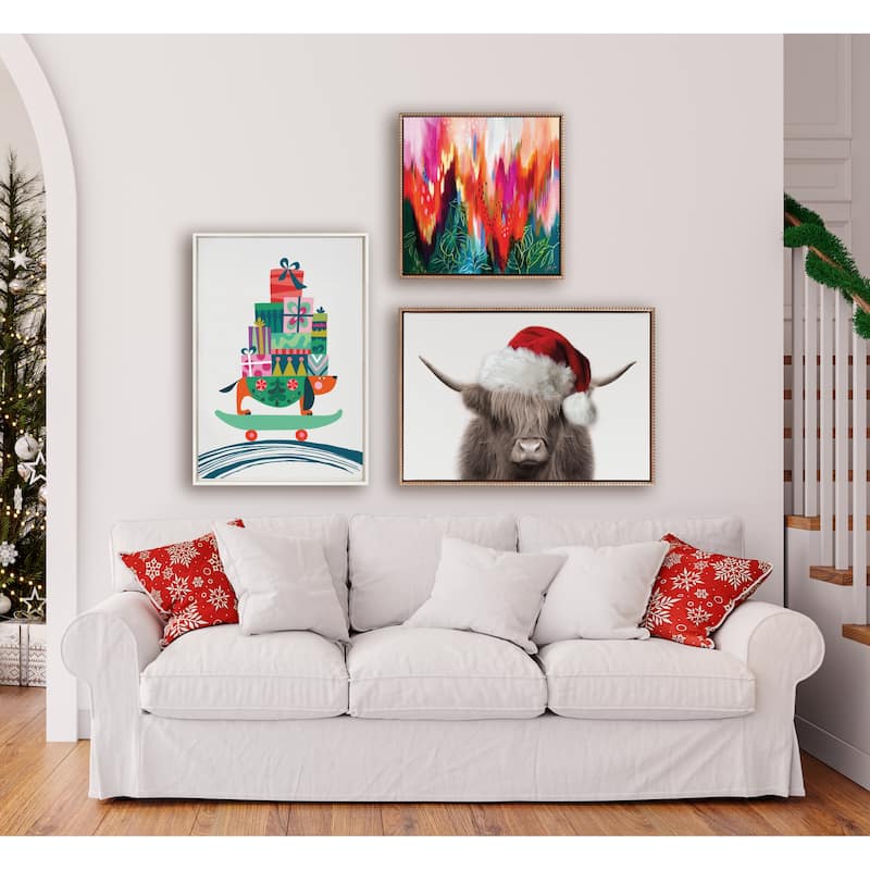 Sylvie Beaded Hey Dude Cow Color Santa Canvas by Creative Bunch Studio