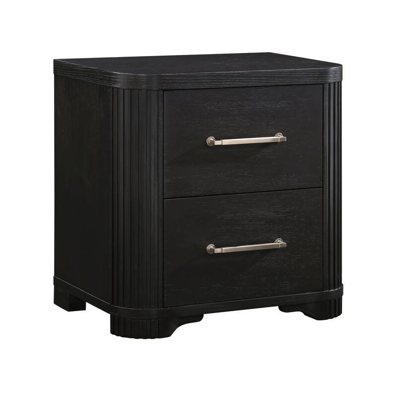 Charcoal Finish 3pc Bedroom Set Storage Bed and Two Nightstands