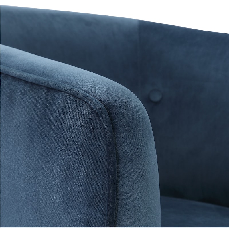 31" Mallorie Blue Polyester Button Tufted Swivel Chair