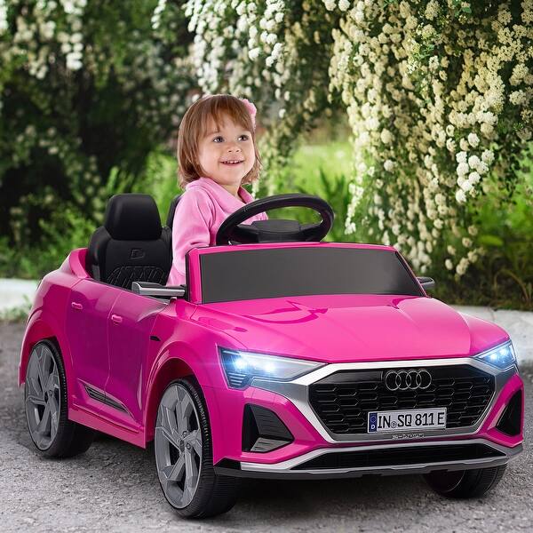 slide 2 of 18, Qaba Audi Q8 e-tron Sportback Licensed 12V Kids Ride on Car, Battery Powered Kids Electric Car Remote 4 Spring Suspension Wheels Pink