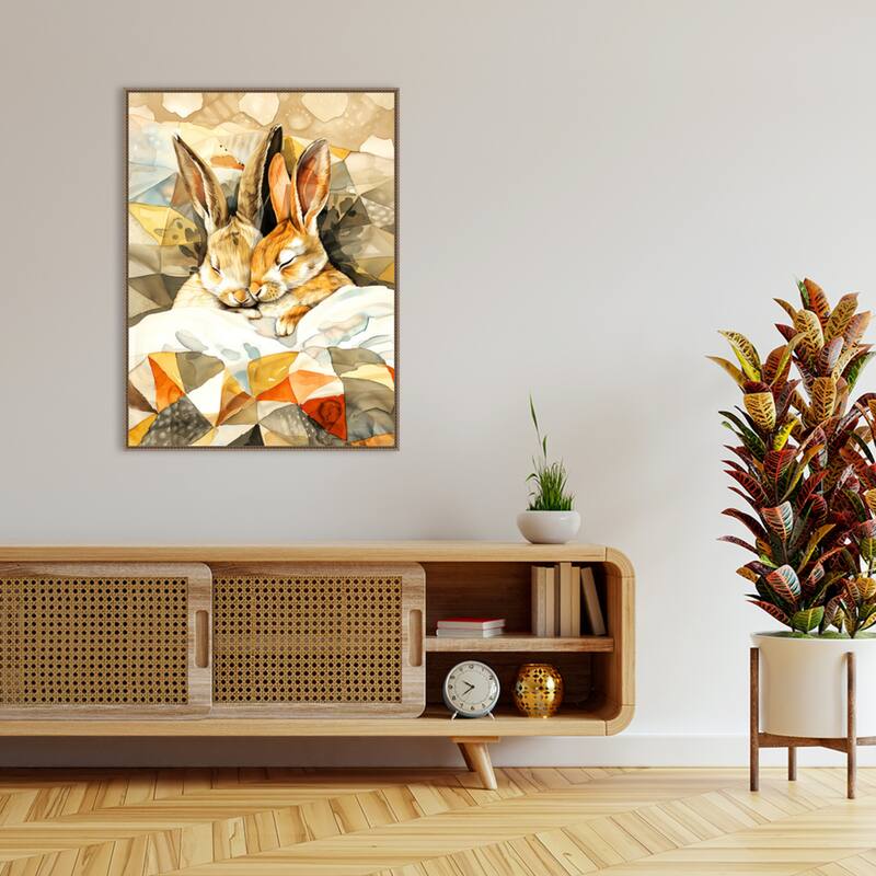 Sleepy Bunny Nap by Justyna Jaszke Framed Canvas Wall Art