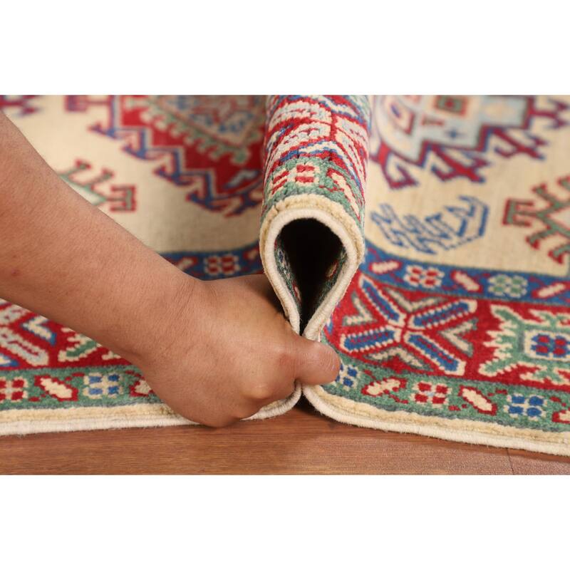 Kazak Foyer Rug Hand-Knotted Oriental Beige Wool Carpet - 2'8" x 4'1"