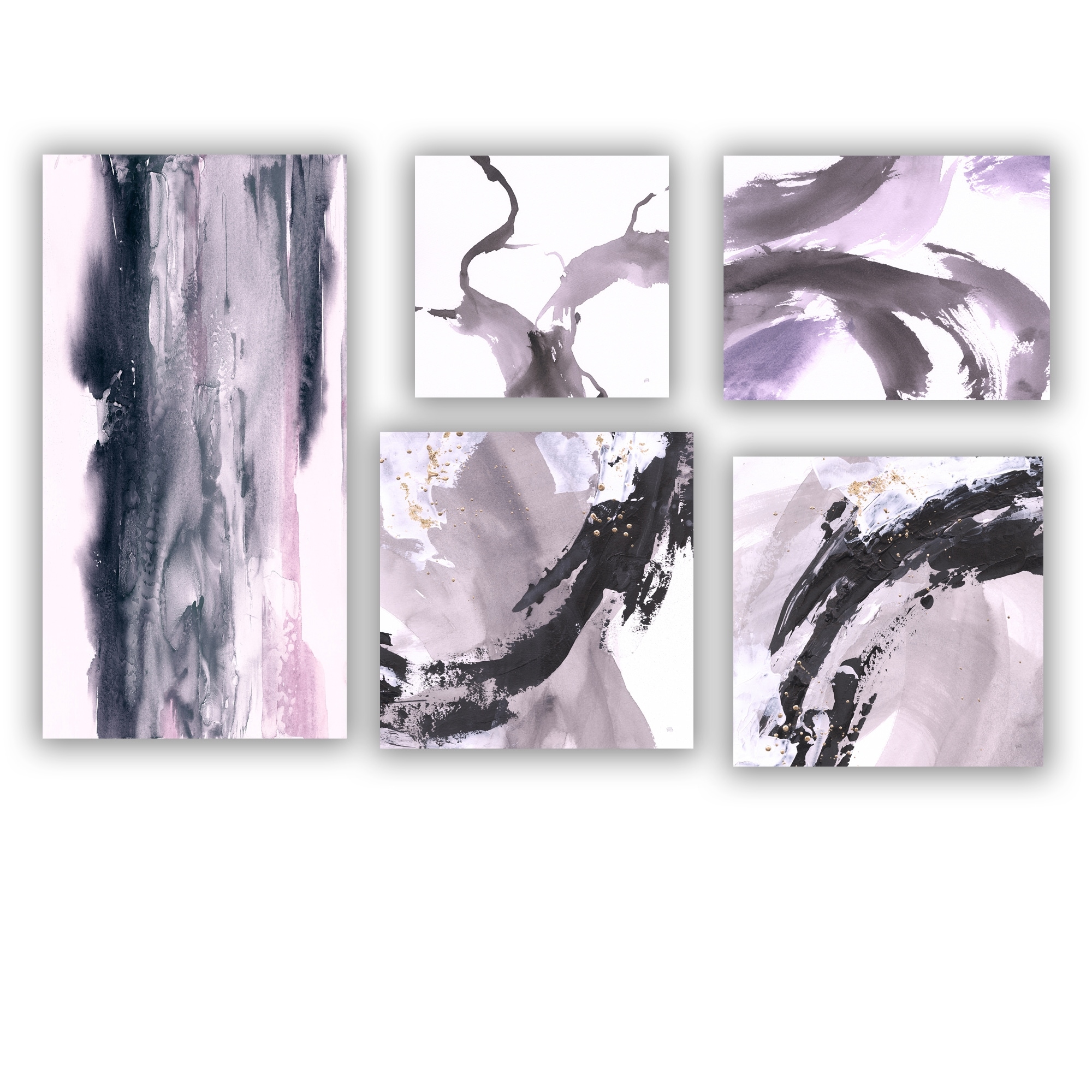 Shop Designart Black Purple Collection Abstract Wall Art Set