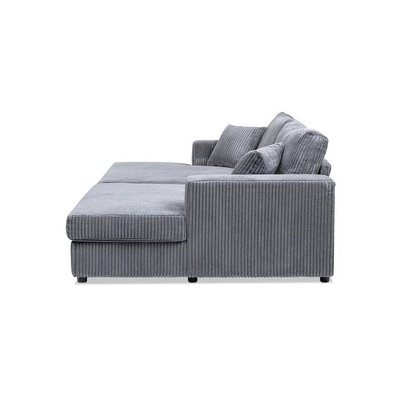 Jennifer Taylor Home Goliath 86" Oversized Double Chaise Lounge Sofa Bed, Carbon Gray Corduroy
