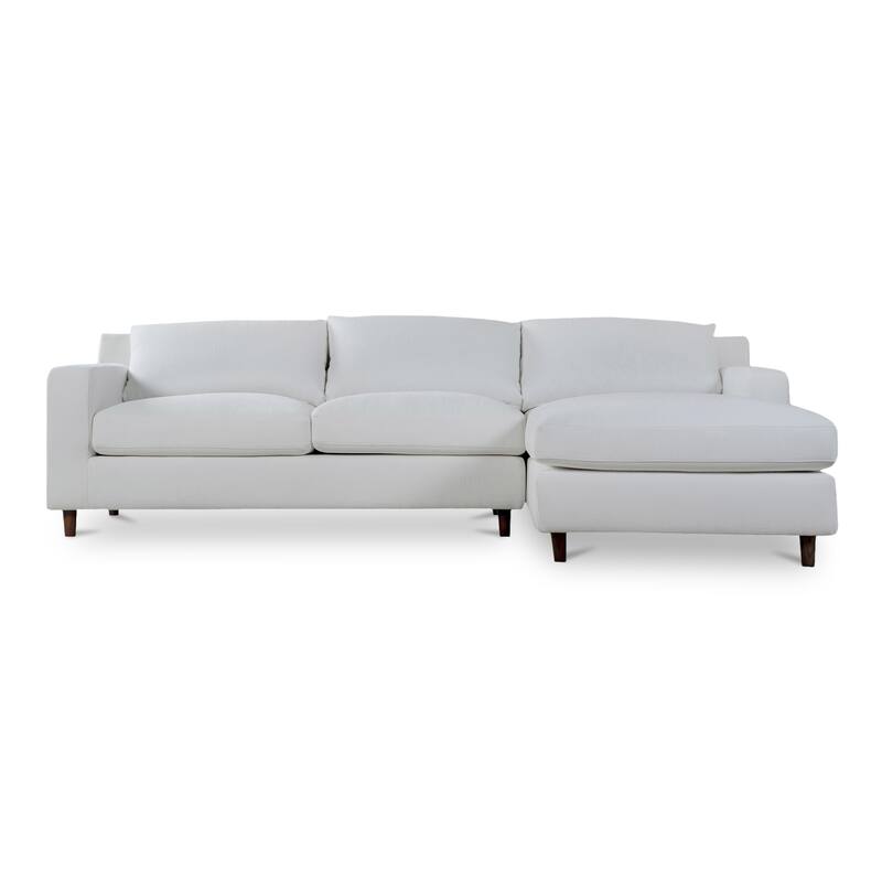 NADAAL STUDIOS Veyric Right-Facing Sectional Sofa, High Back, Chenille Performance Fabric, Feather Blend Seat, Seats 4, White - White - Right Facing