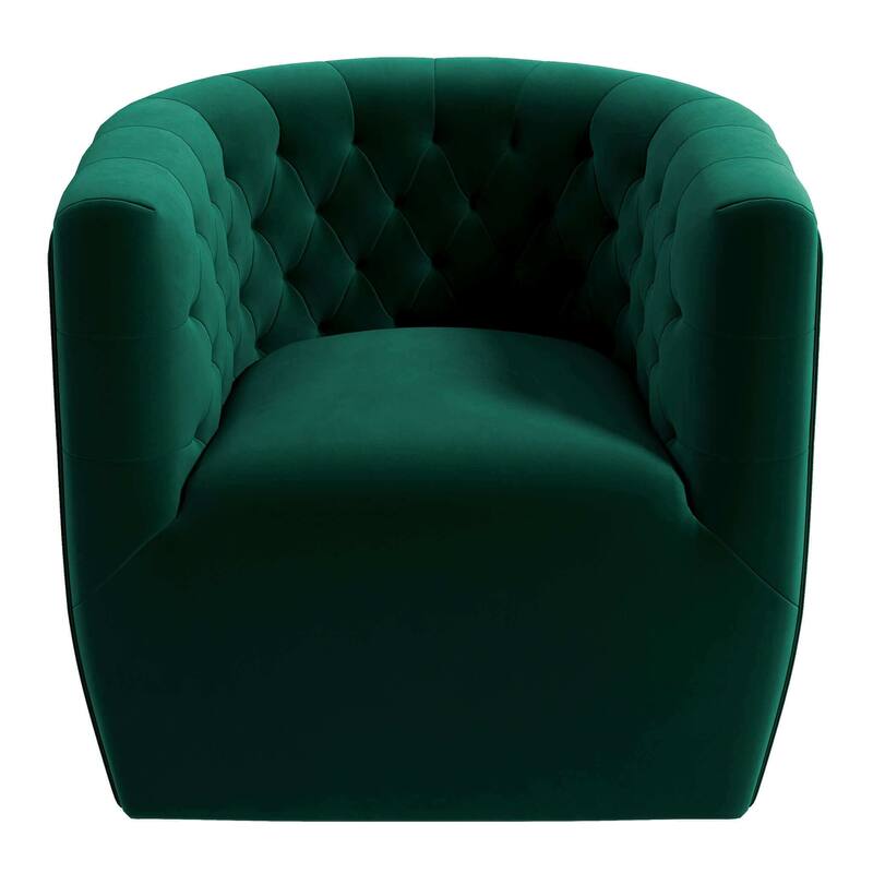 GDFStudio - Delaney Modern Velvet Swivel Chair with Tufted Back & Solid Wood Base - 28"W