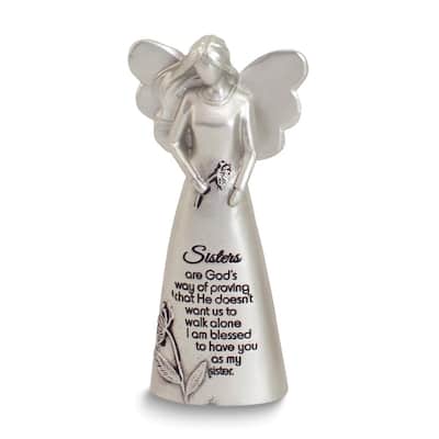 Curata Silver-Tone Enamel Sisters Sentiment Angel Figurine Boxed
