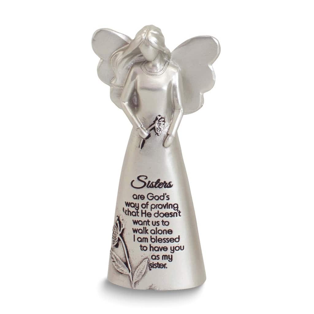 Curata Silver-Tone Enamel Sisters Sentiment Angel Figurine Boxed