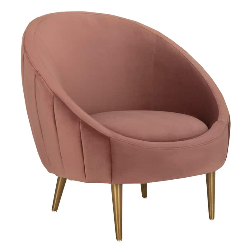 SAFAVIEH Couture Razia Dusty Rose Velvet Channel Tufted Tub Chair - 32.1" W x 30.3" L x 1.5" H