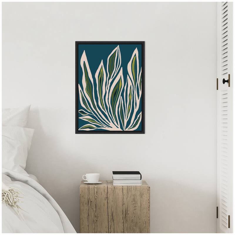 Kate and Laurel Sylvie Blue Flora 2 Framed Canvas by Alicia Bock
