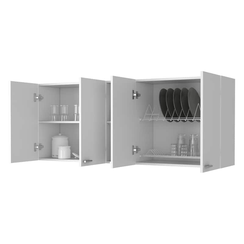 FM Furniture Winslow 150" Wall Cabinet, Four Doors
