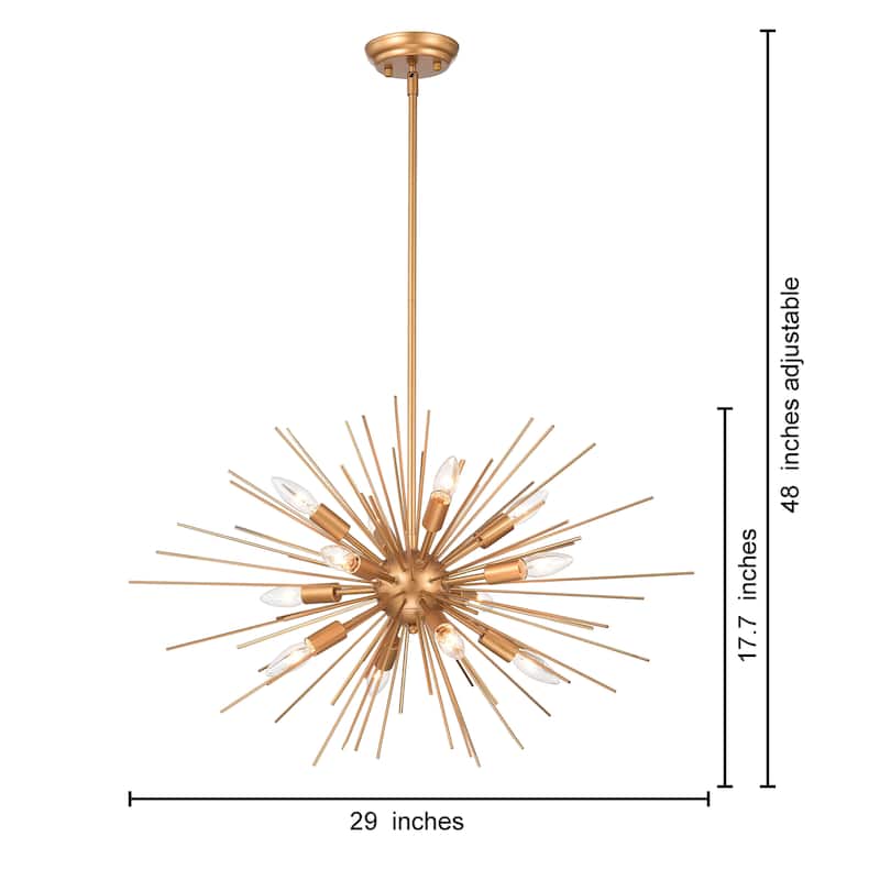 Lorena Shiny Bronze and Slender Rods Sputnik Chandelier
