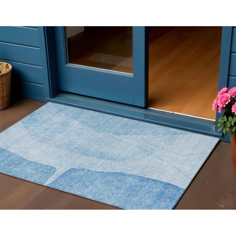 HomeRoots Abstract Transitional Rectangle Outdoor Rug - 3' x 5'
