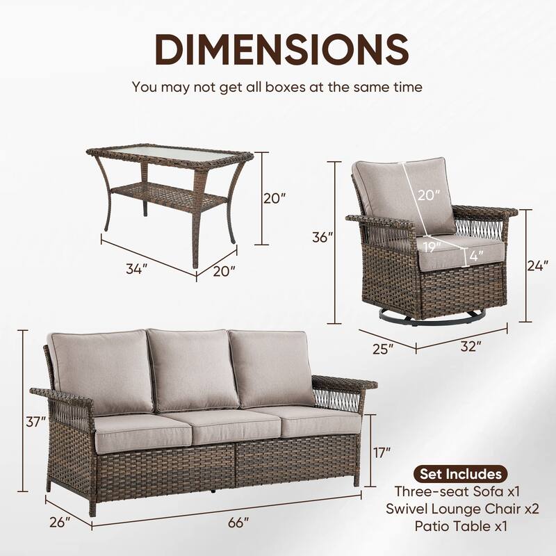 Gymojoy Patio Furniture Set with Professional Outdoor Cushions