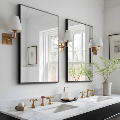 Rectangle Wall Mirror Bathroom Mirror Vanity Mirror(Set of 2) - 26*0.8*37.7