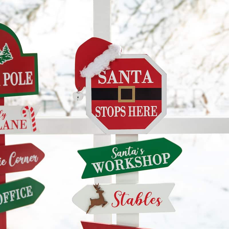 Glitzhome 16.5"H Set of 2 Christmas Wooden Sign Table Decor
