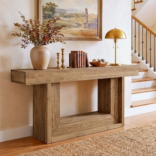 63-Inch Solid Wood Entryway Table, Console Table with Storage Shelf ...